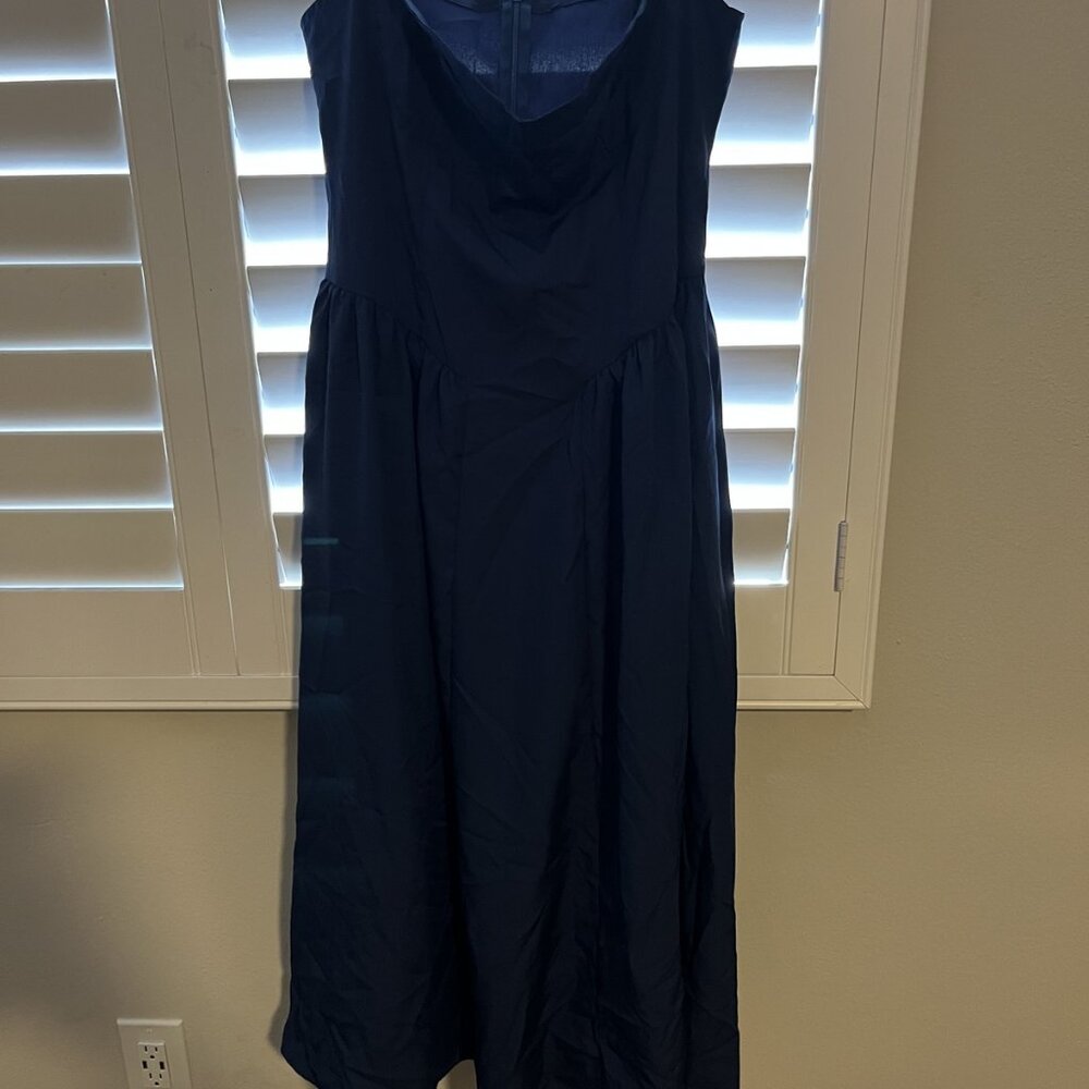 Unbranded Size Extra Large (XL) Elegant Navy Blue Spaghetti Strap Midi Dress A-L